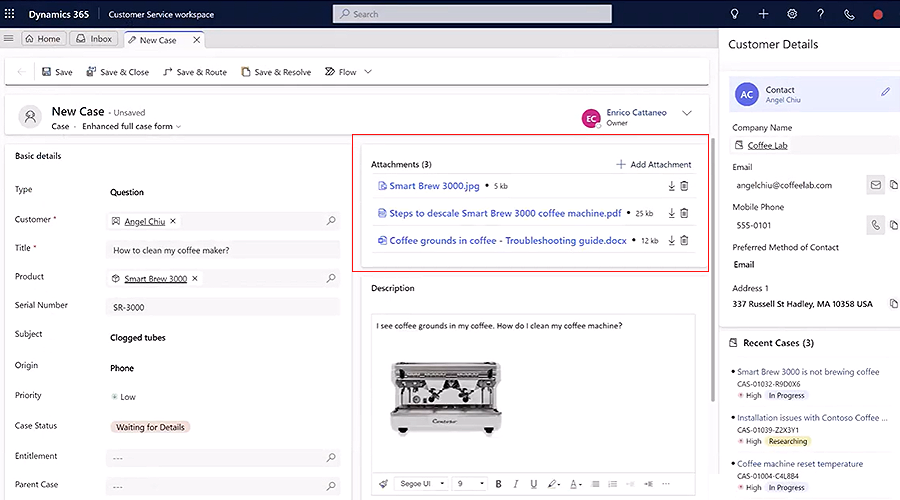 Dynamics 365 case attachments