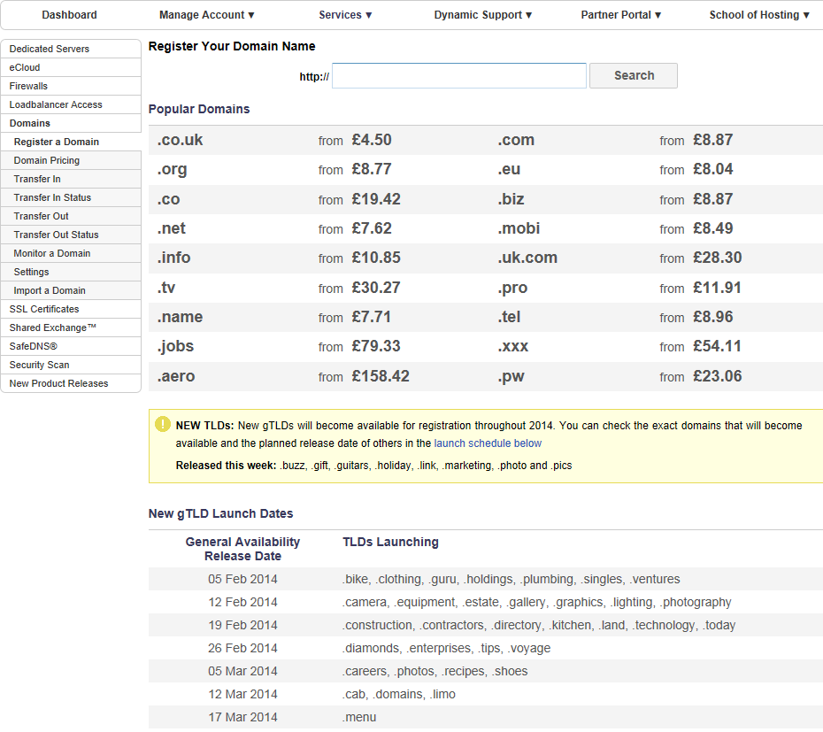 Domain registration page 2