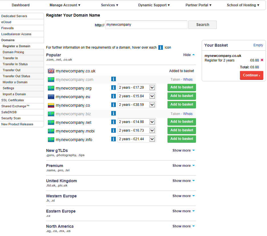 Domain registration page 3