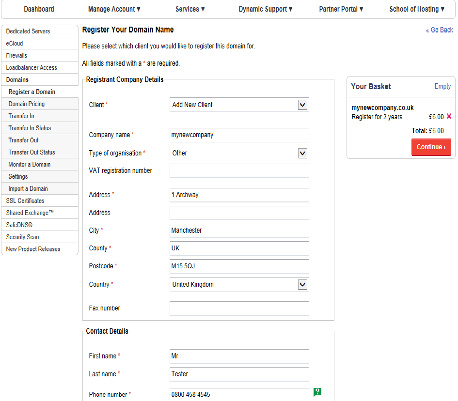 Domain registration page 5