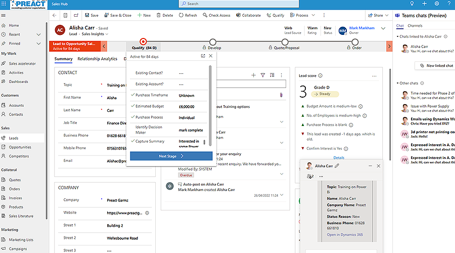 D365-predictive chat lead scoring