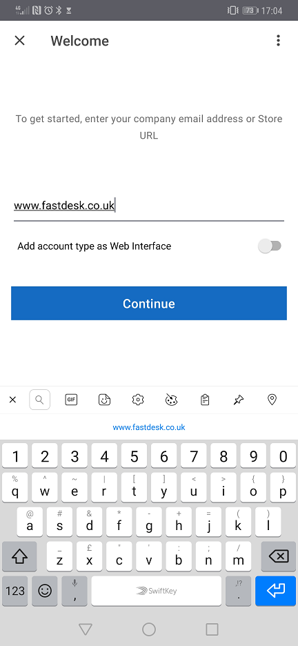 Image 5: Entering FastDesk Store URL