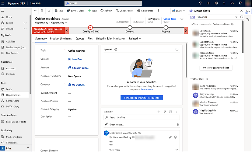 Microsoft Teams chat and Dynamics 365