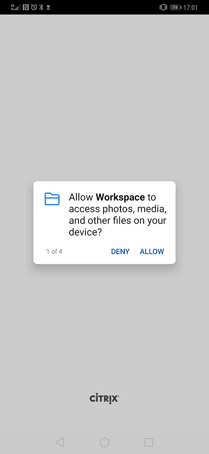 Image 4: Citrix Workspace asking for read permissions.